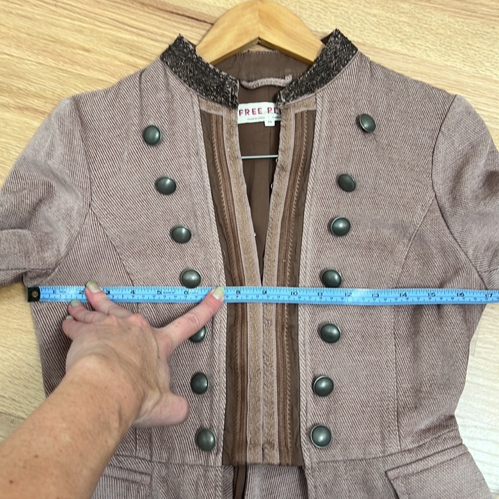 Free People Mauve Military-Style Frayed Hem Jacket - Picture 9 of 10
